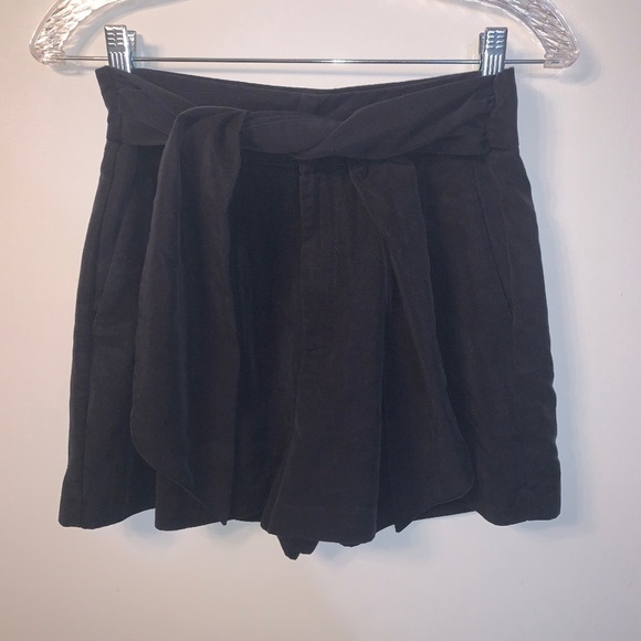 Zara Black High Rise Tie Front Shorts M - Picture 1 of 7